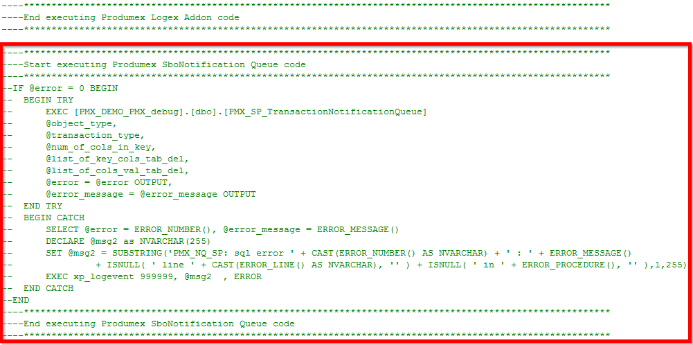 Enable the Notification Listener stored procedure