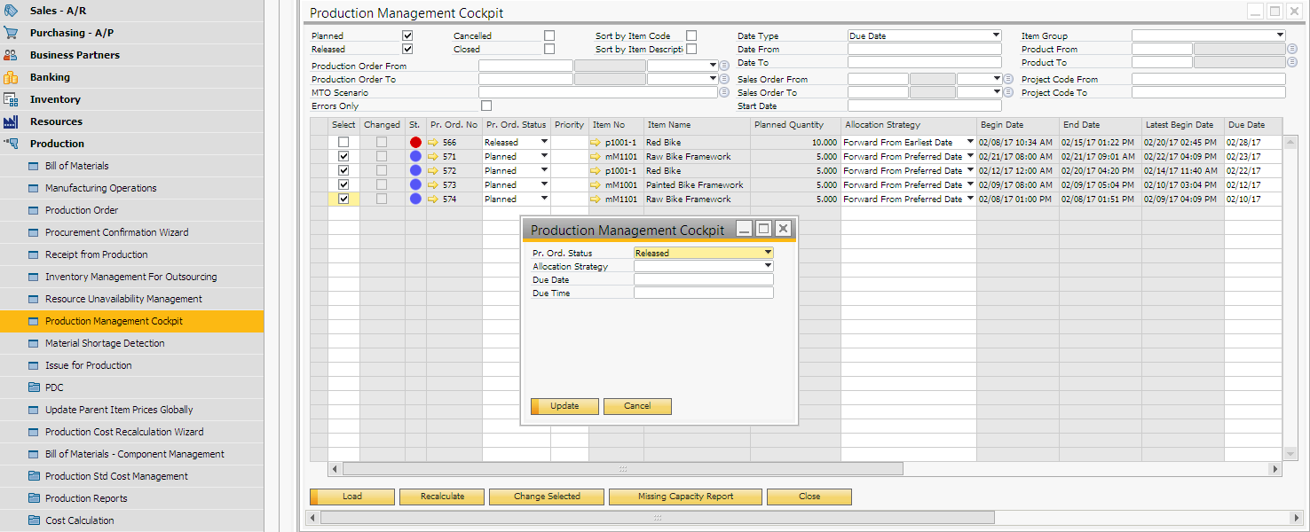 Production Management Cockpit