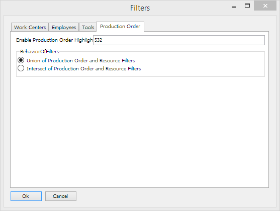 Filters- Production order