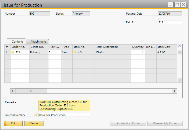 Issue for production