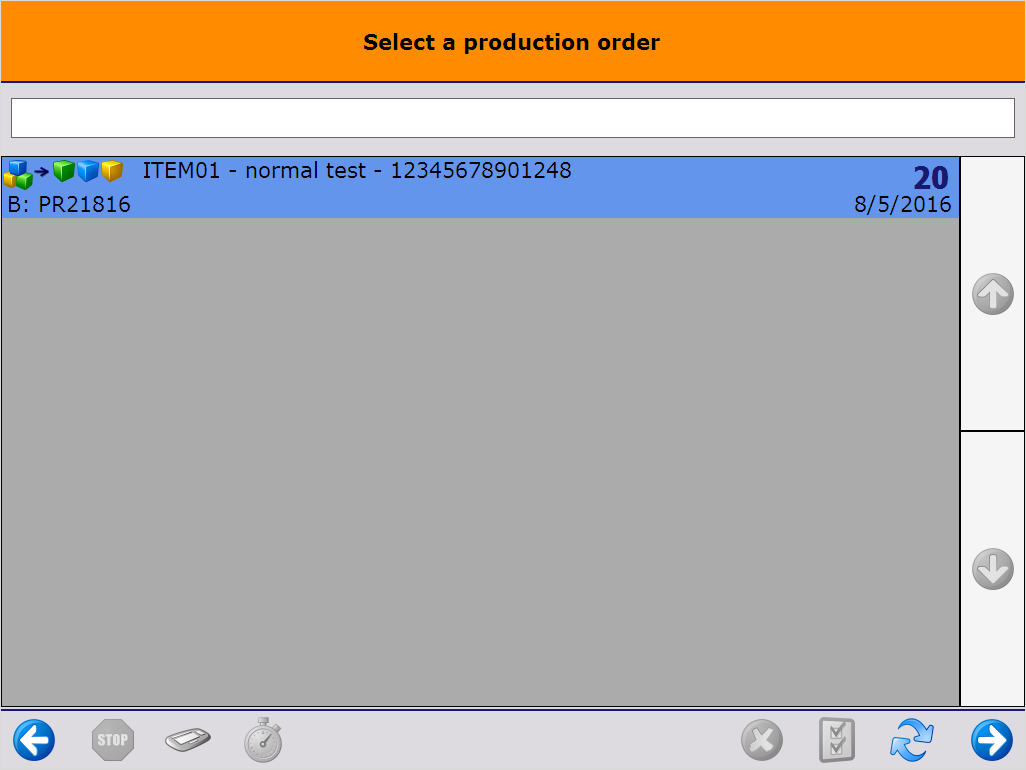Select the production order