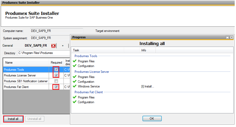 Installing components