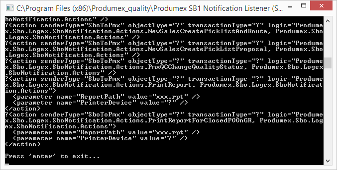 Produmex SB1 Notification Listener