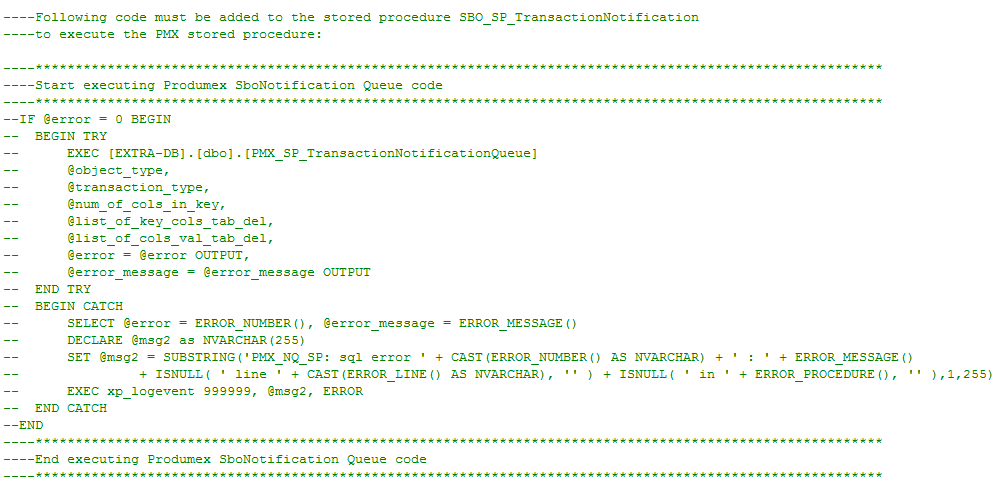 Enable the Notification Listener stored procedure