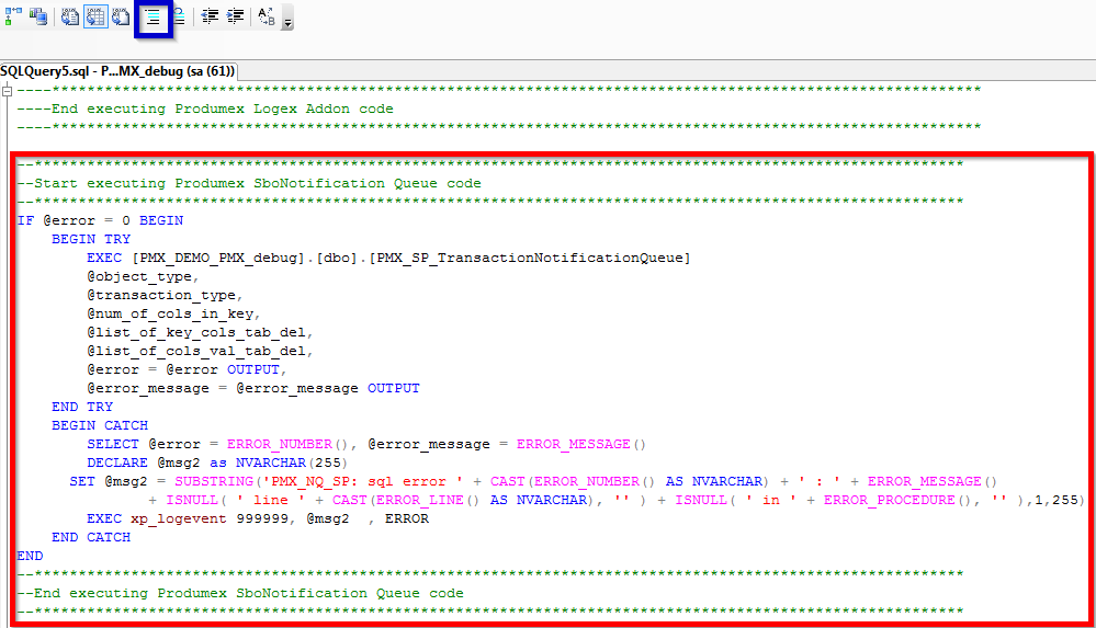 Enable the Notification Listener stored procedure
