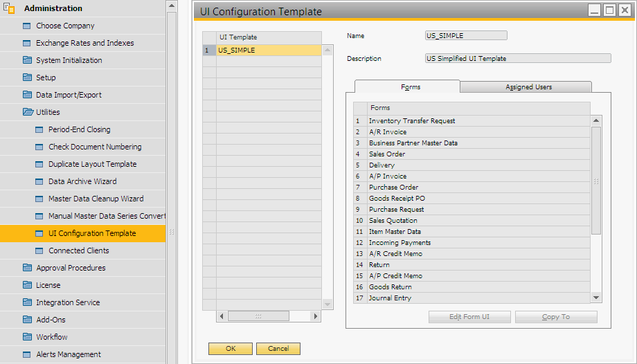UI Configuration Template
