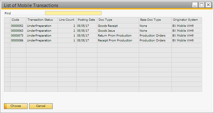 Mobile Transaction List