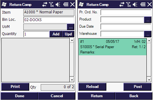 Return components