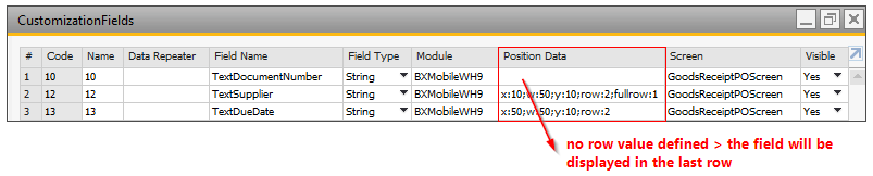 No row value defined