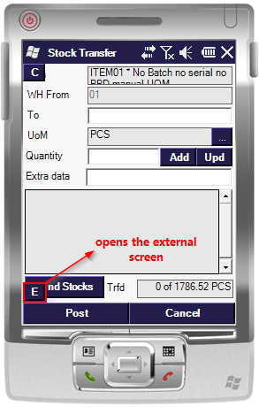 Opening the external screen