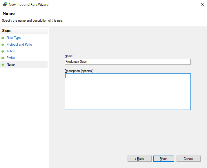 New Inbound Rule Wizard