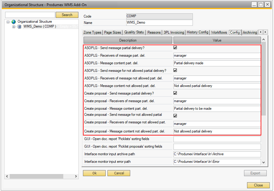 Config tab
