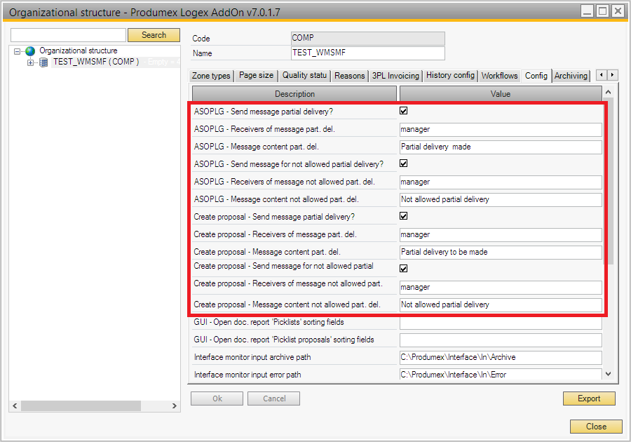 Config tab