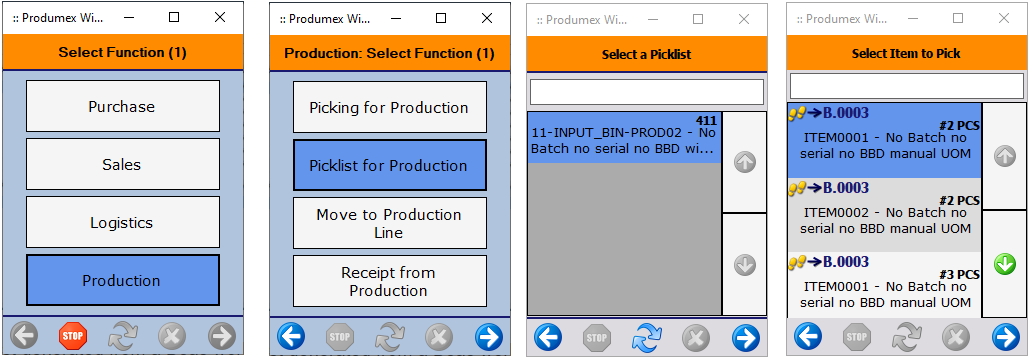 Picklist for production