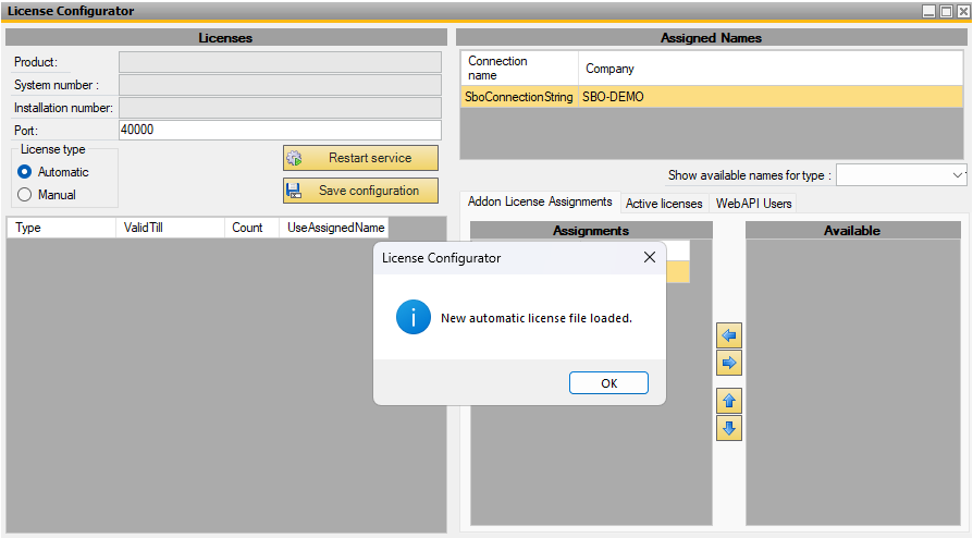 Automatic License File Loaded